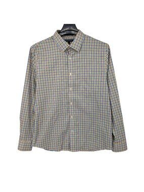 Banana Republic Untucked Slim Fit Gingham Button Up Shirt Non Iron Office Large